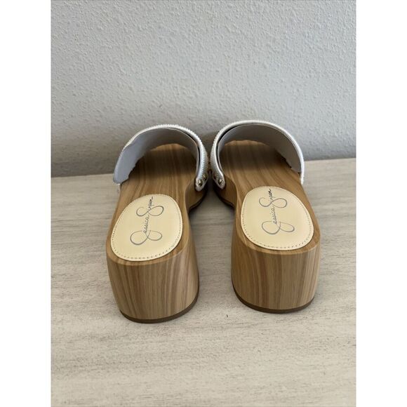 Jessica Simpson Womens Sz 6M Rexile wood Platform Slide Sandals White - Picture 9 of 14